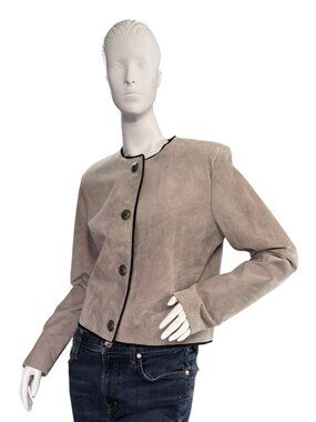 Vintage Arella Southwestern Tan Leather Suede Jacket w/ Concho Buttons Size M